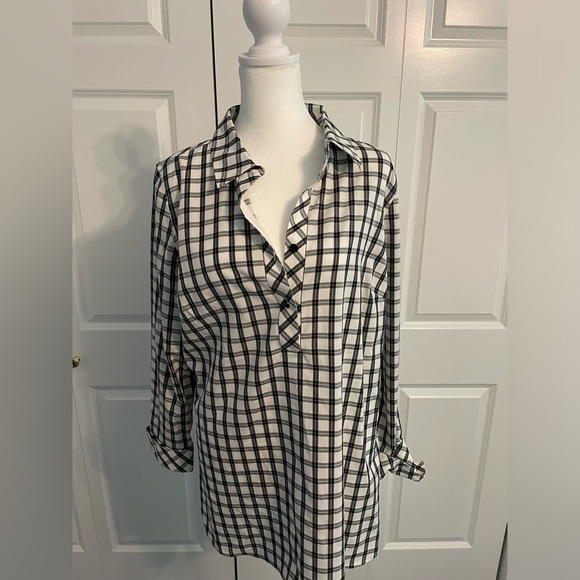 Talbots black and white check tunic - Picture 3 of 6